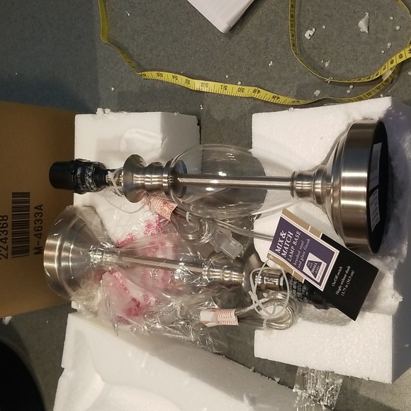 2pk Liberty Procurement silver and glass lamp base 13.75 in. tall NWT - Picture 6 of 6